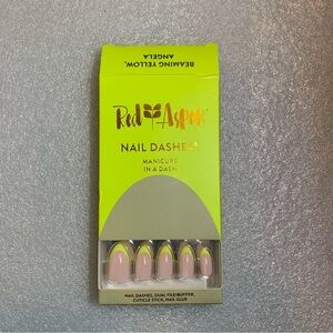 Red Aspen Nail Dashes - Neon Yellow French Press-On Nails